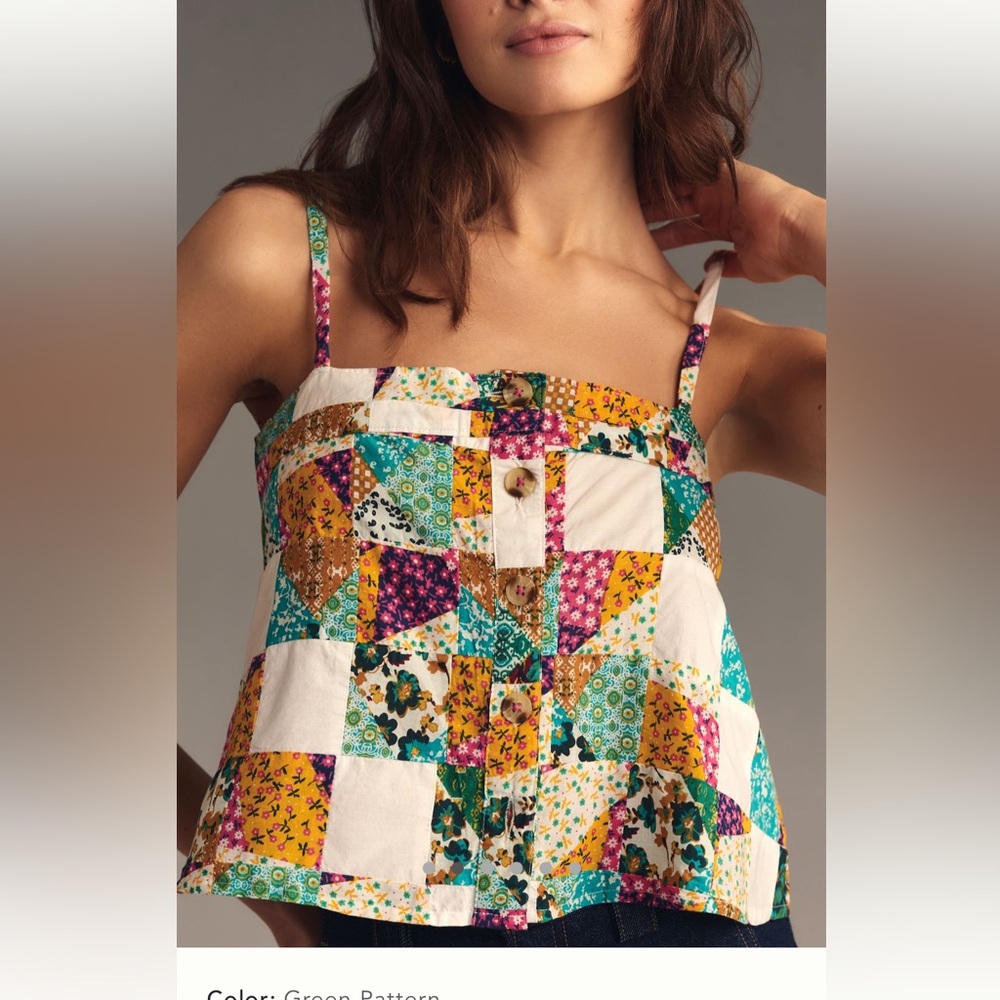 Pilcro Multicolor Patchwork Spaghetti Strap Camisole